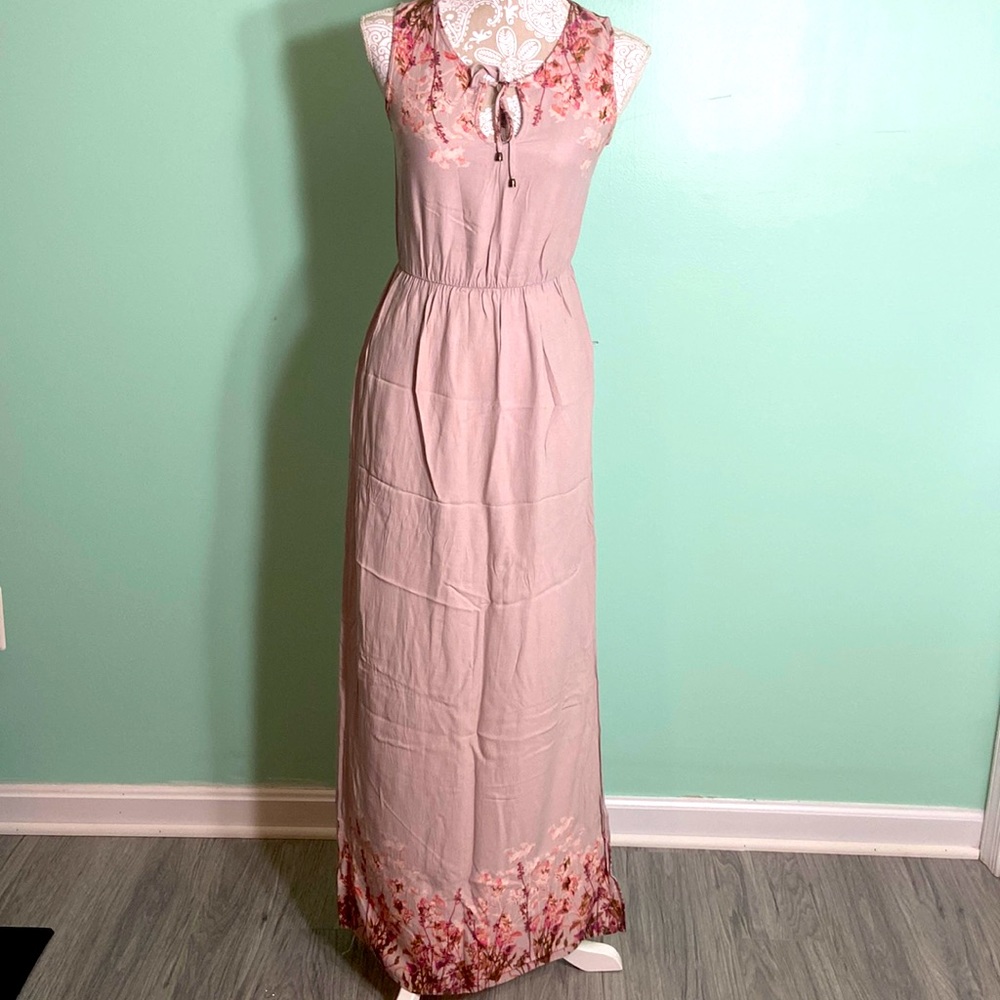 Summer lavender purple floral long maxi dress